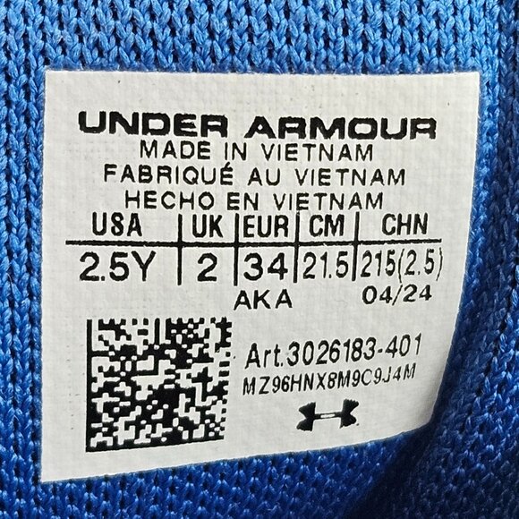Under Armour Boys Shoes, Blue & Orange, Youth Size 2.5, Excellent Used Condition - Picture 4 of 16
